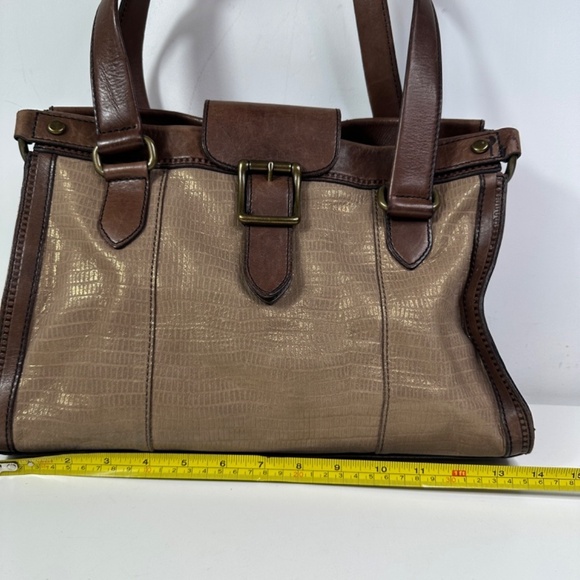 Fossil Vintage Reissue Revival Brown Metallic Leather Shoulder Bag Tote - Picture 11 of 16